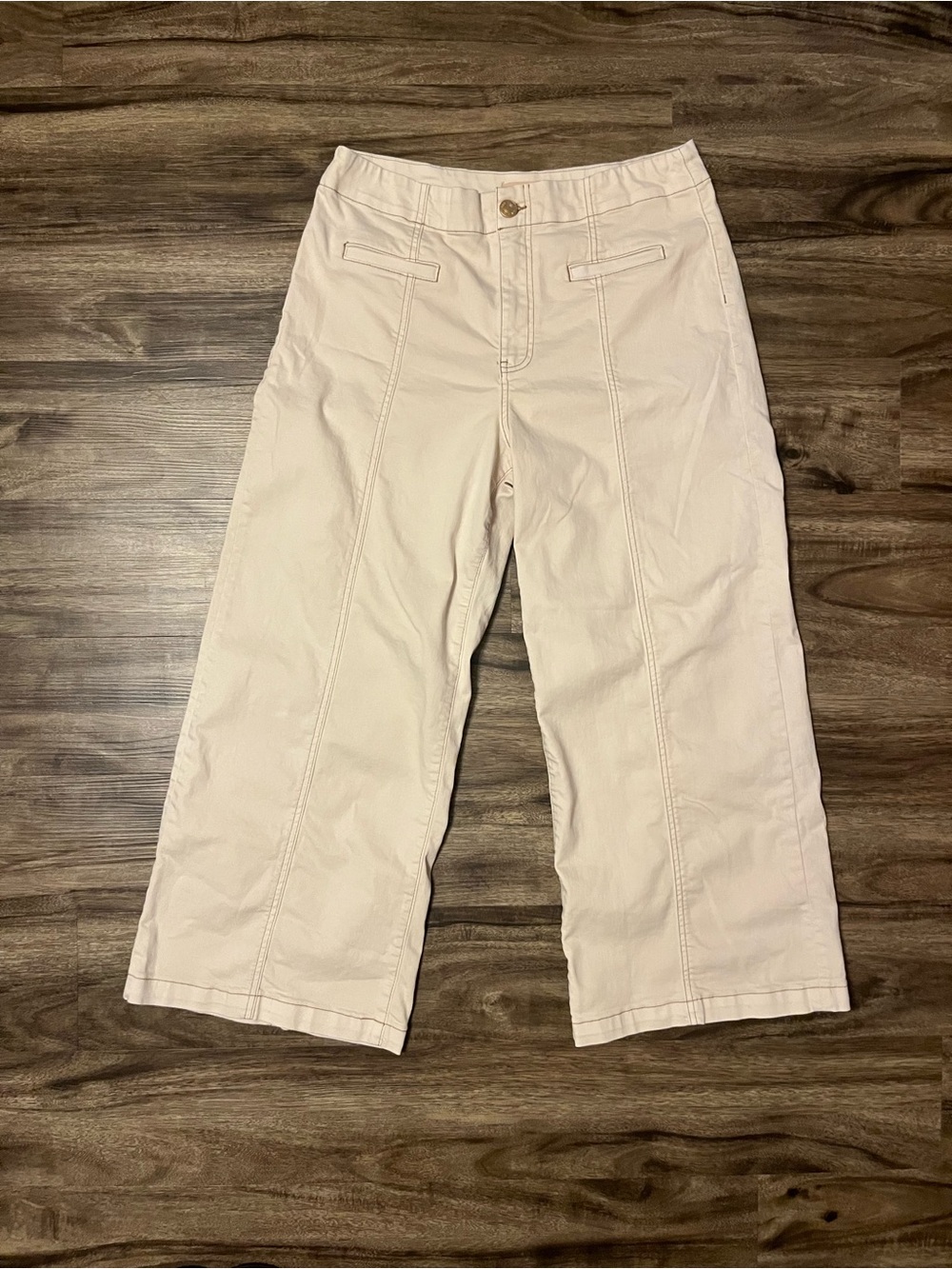 KUT from the Kloth Cream Meg Wide Leg Jeans Womens 12